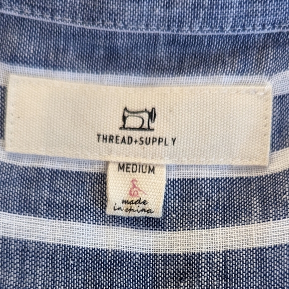Thread & Supply Striped Linen Button Down NWOT - Picture 6 of 8